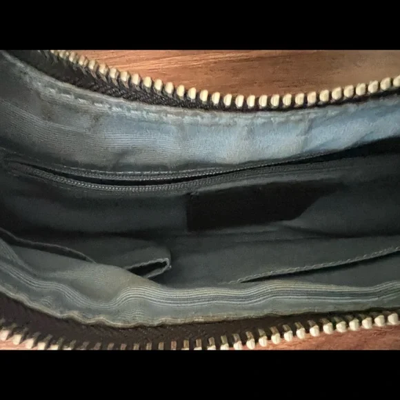 Black Pebble Leather Coach Bag with blue interior - Picture 2 of 2